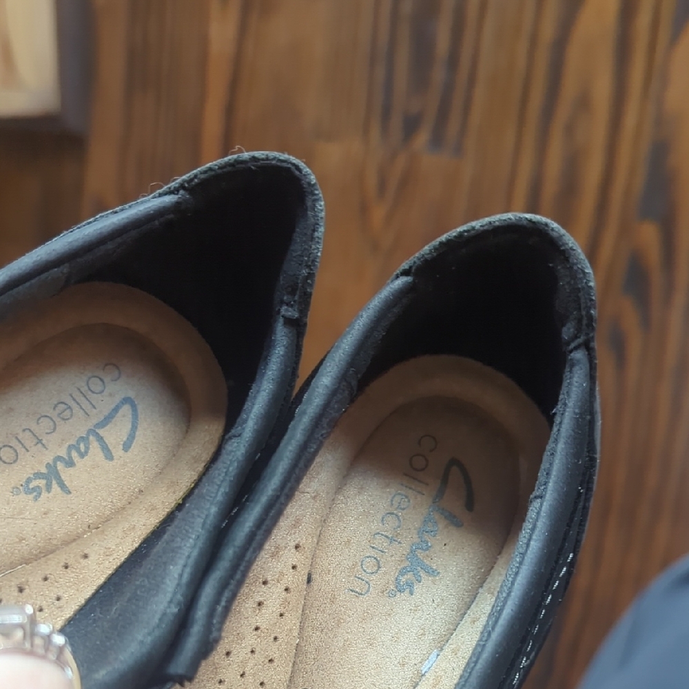 Clarks Women's Black Heeled Slip-Ons - Picture 3 of 5
